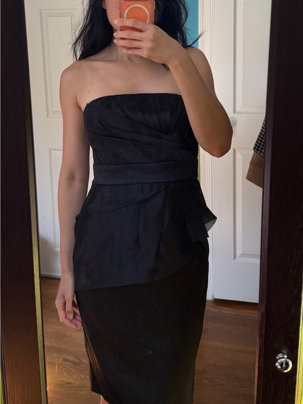 White House Black Market Strapless Black Sheath Dress